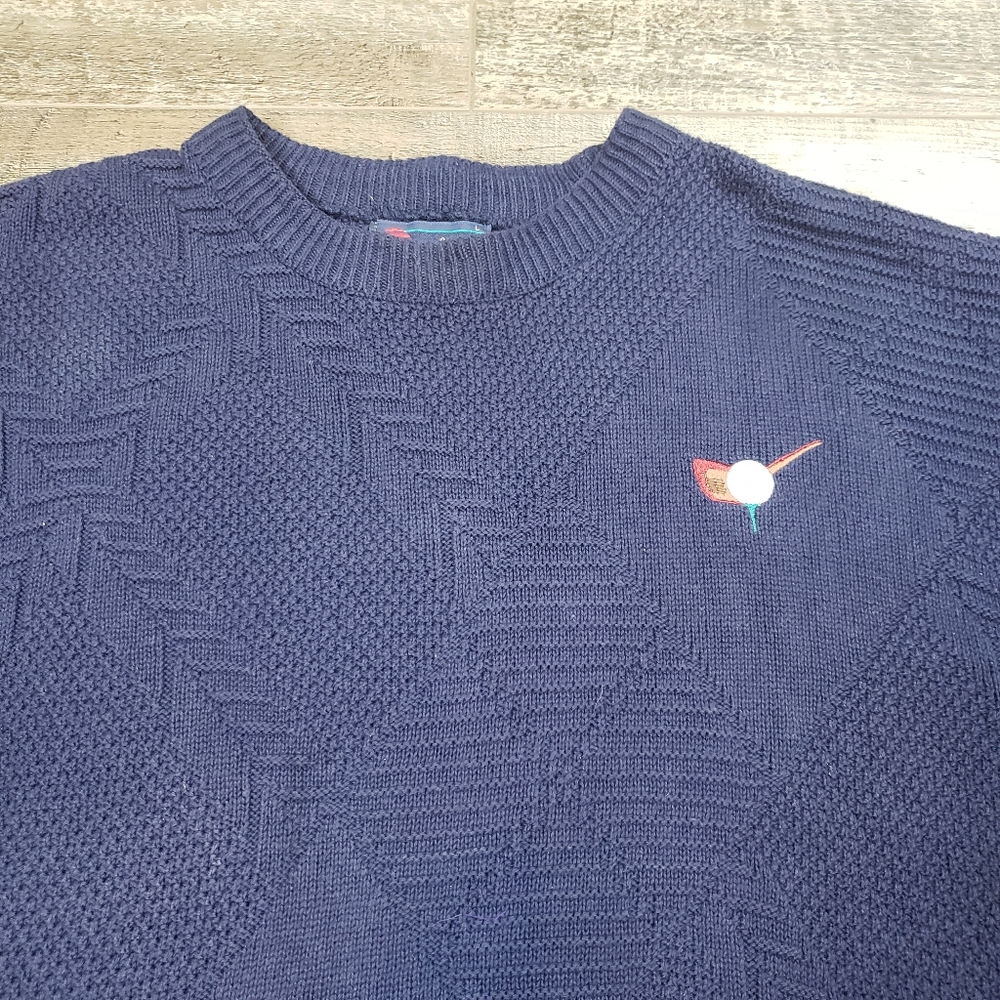 Isle of Cotton Vintage Golf Sweater Mens Large Blue